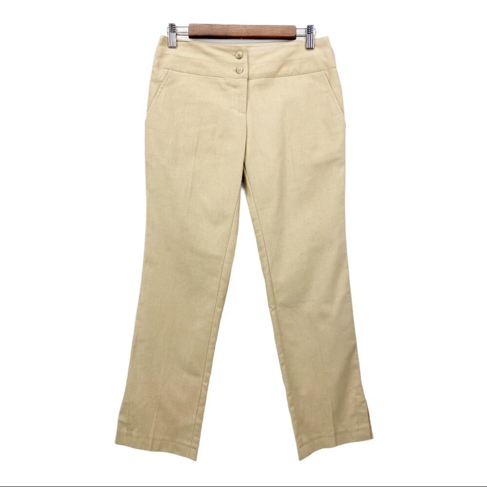 Fashionista 100% Silk Ankle‎ Pants Mid Rise Tan Career Made In USA Women's  2